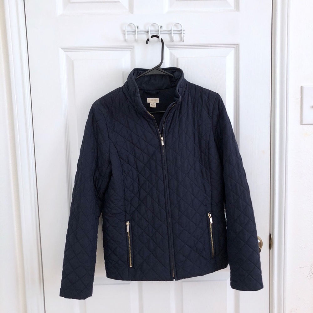 J. Crew navy blue quilted jacket